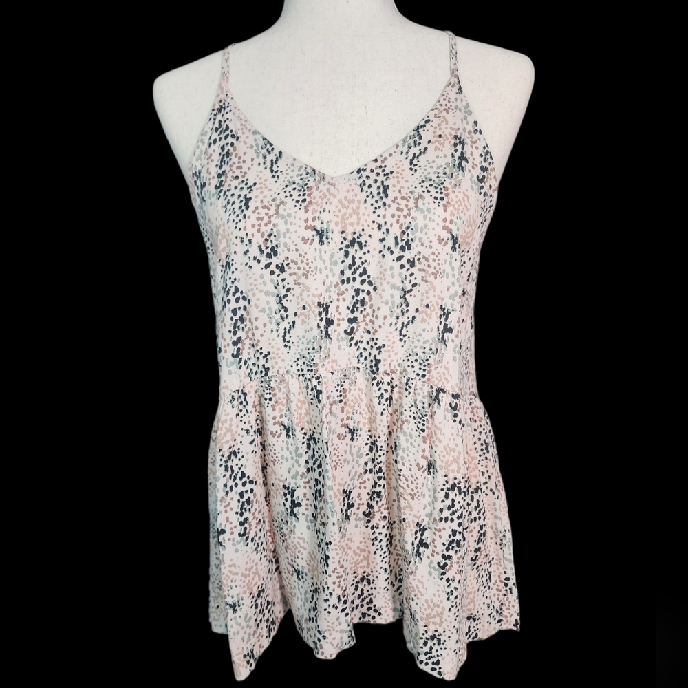 Japna Animal Print Speckled Pattern Tank Top Tie Keyhole Back